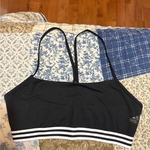 Adidas Black Sports Bra with White Stripes